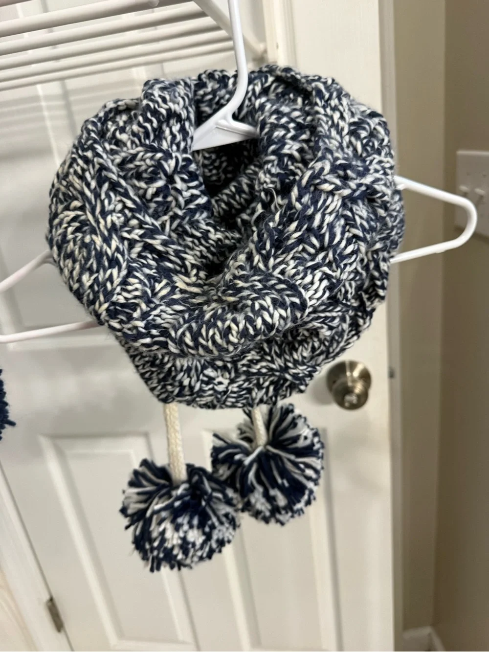 Aerie Infinity scarf with interchangeable Pom Poms